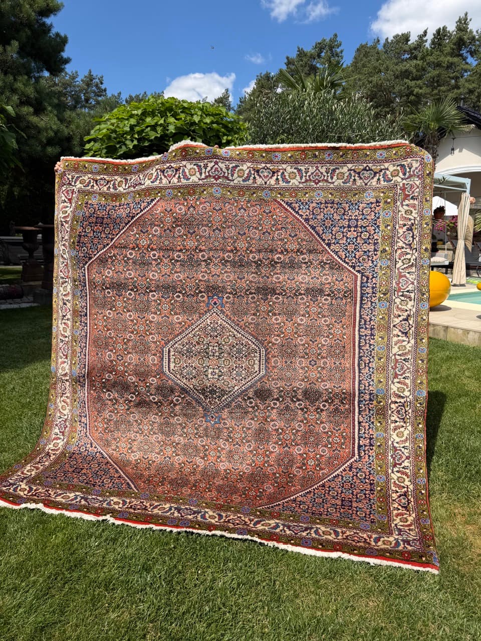 Dywan Bidjar 200x200 cm, czerwony, wełna kaszmirowa, Iran - 400097