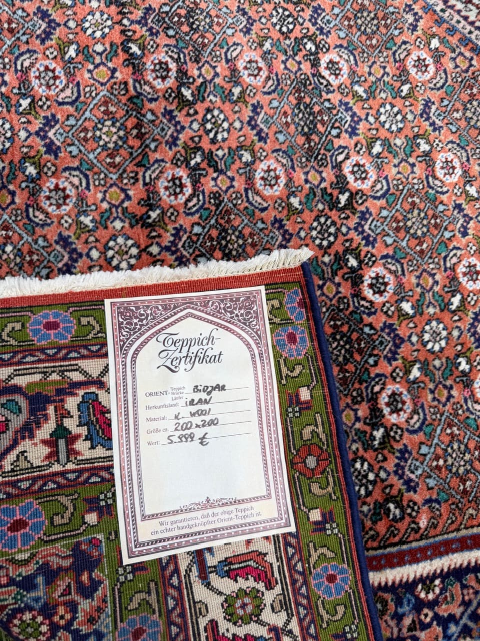 Dywan Bidjar 200x200 cm, czerwony, wełna kaszmirowa, Iran - 400100