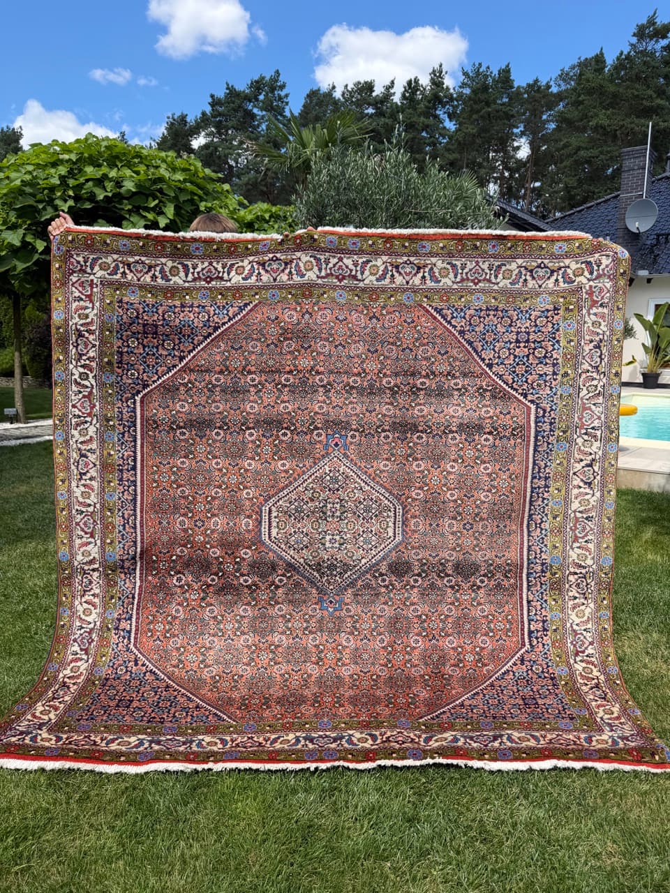 Dywan Bidjar 200x200 cm, czerwony, wełna kaszmirowa, Iran - 400098