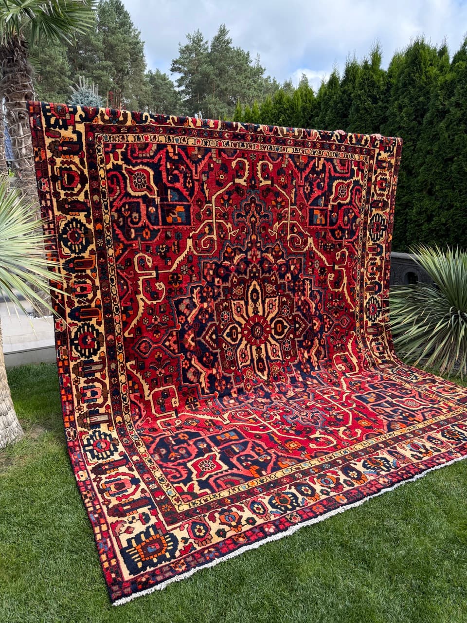 Dywan Bahtiari 360x300 cm, czerwony, wełna, Iran - 400112