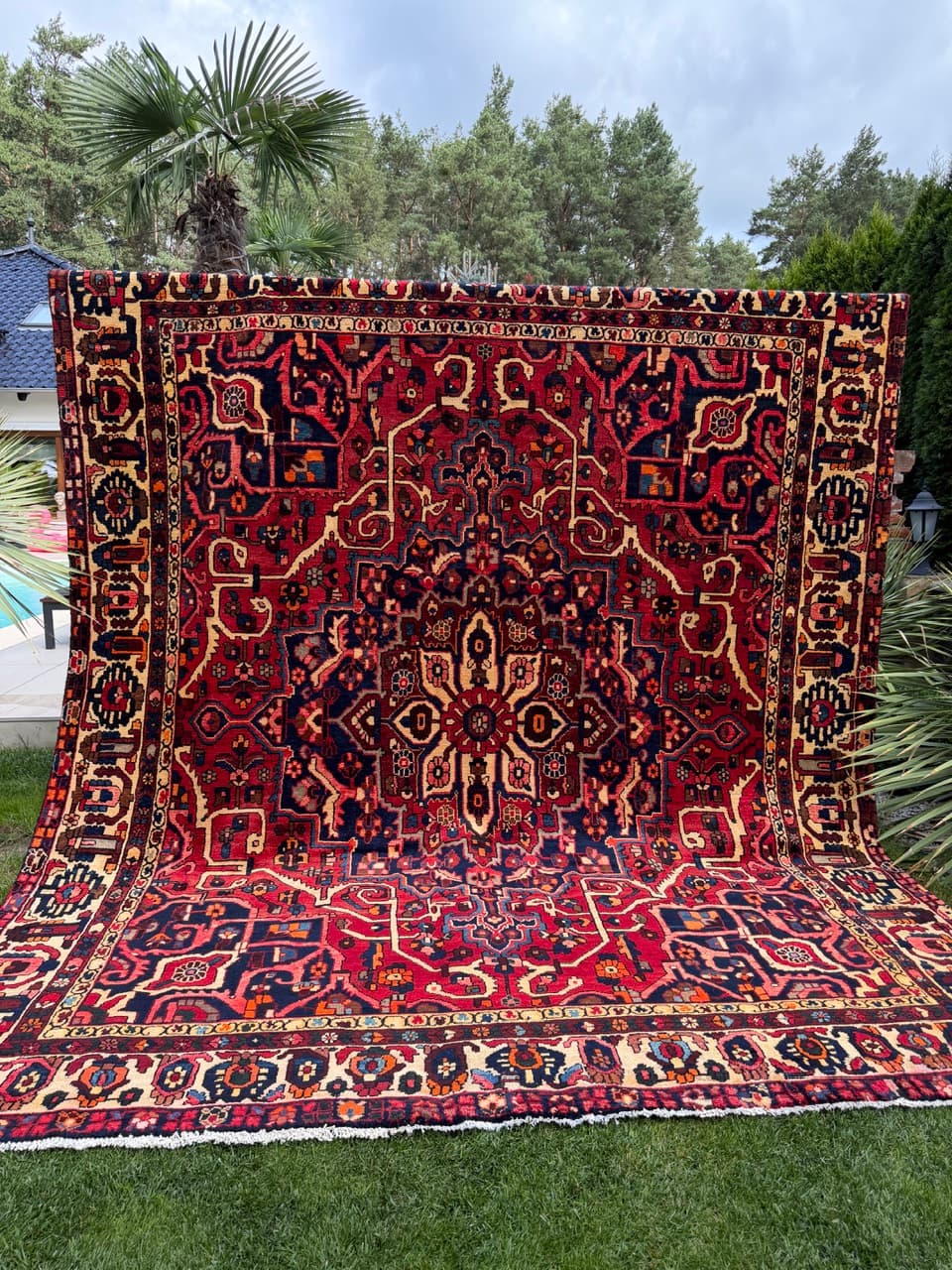 Dywan Bahtiari 360x300 cm, czerwony, wełna, Iran - 400110