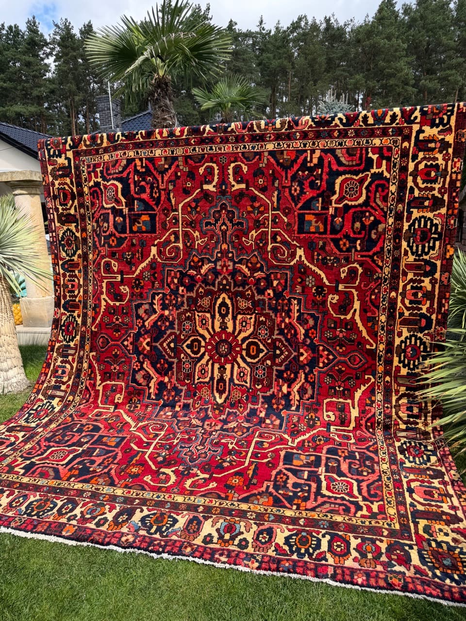 Dywan Bahtiari 360x300 cm, czerwony, wełna, Iran - 400114