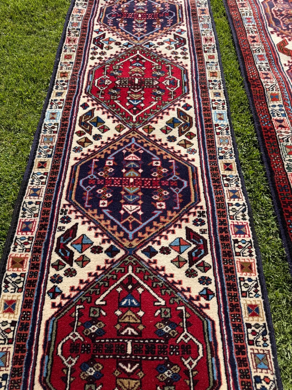 Pair of runners Hamadan 300x73 and 295x73 cm, multicolor, wool, Iran - 400132