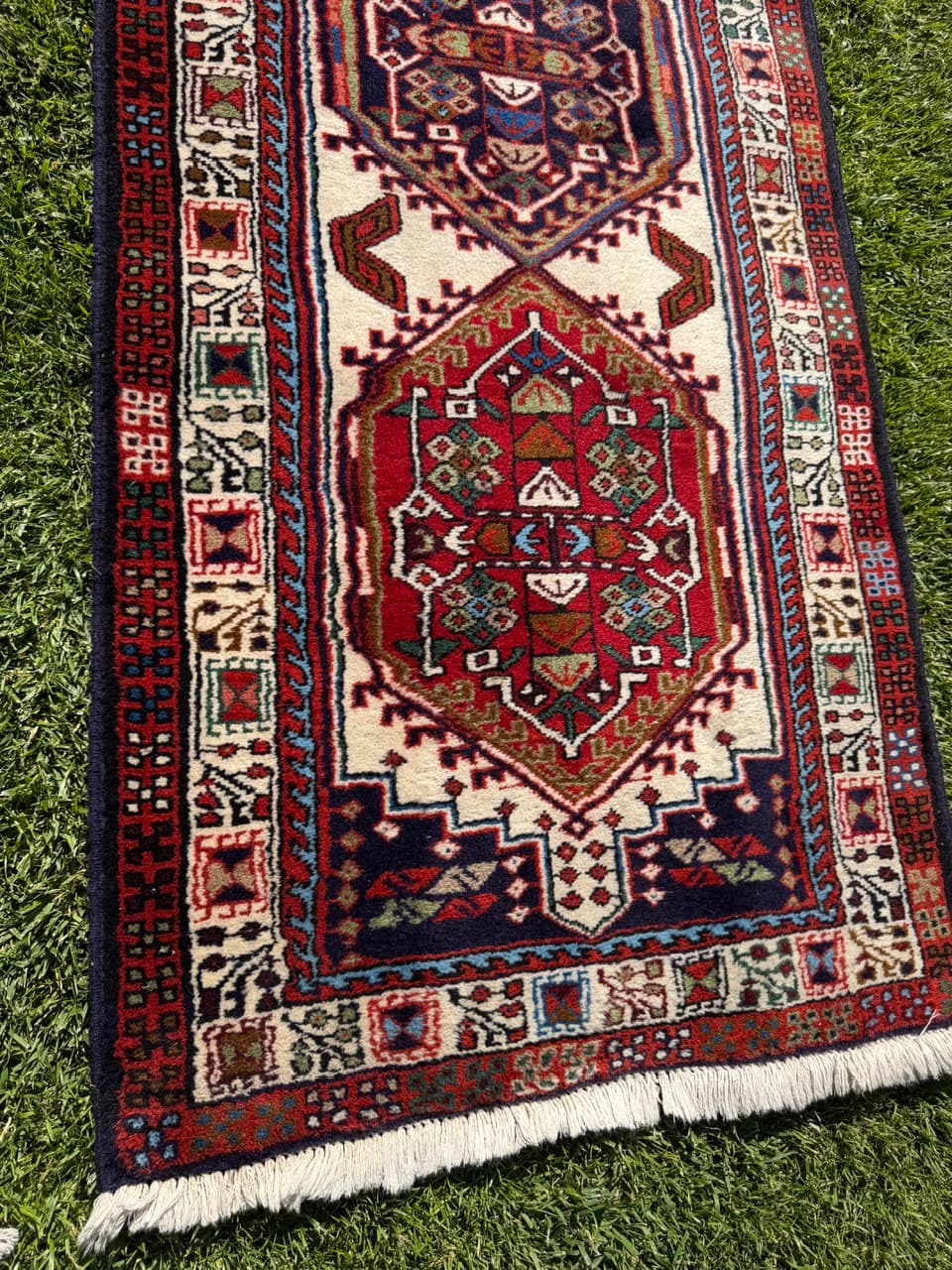 Pair of runners Hamadan 300x73 and 295x73 cm, multicolor, wool, Iran - 400126