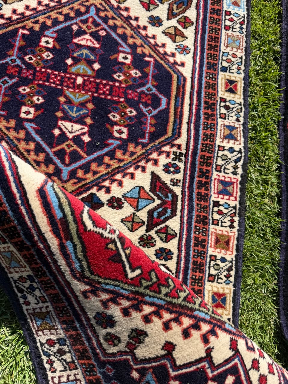 Pair of runners Hamadan 300x73 and 295x73 cm, multicolor, wool, Iran - 400135
