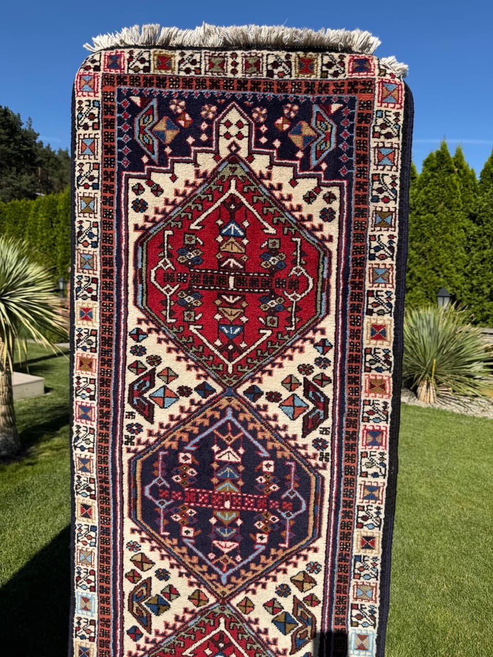Pair of runners Hamadan 300x73 and 295x73 cm, multicolor, wool, Iran - 400134