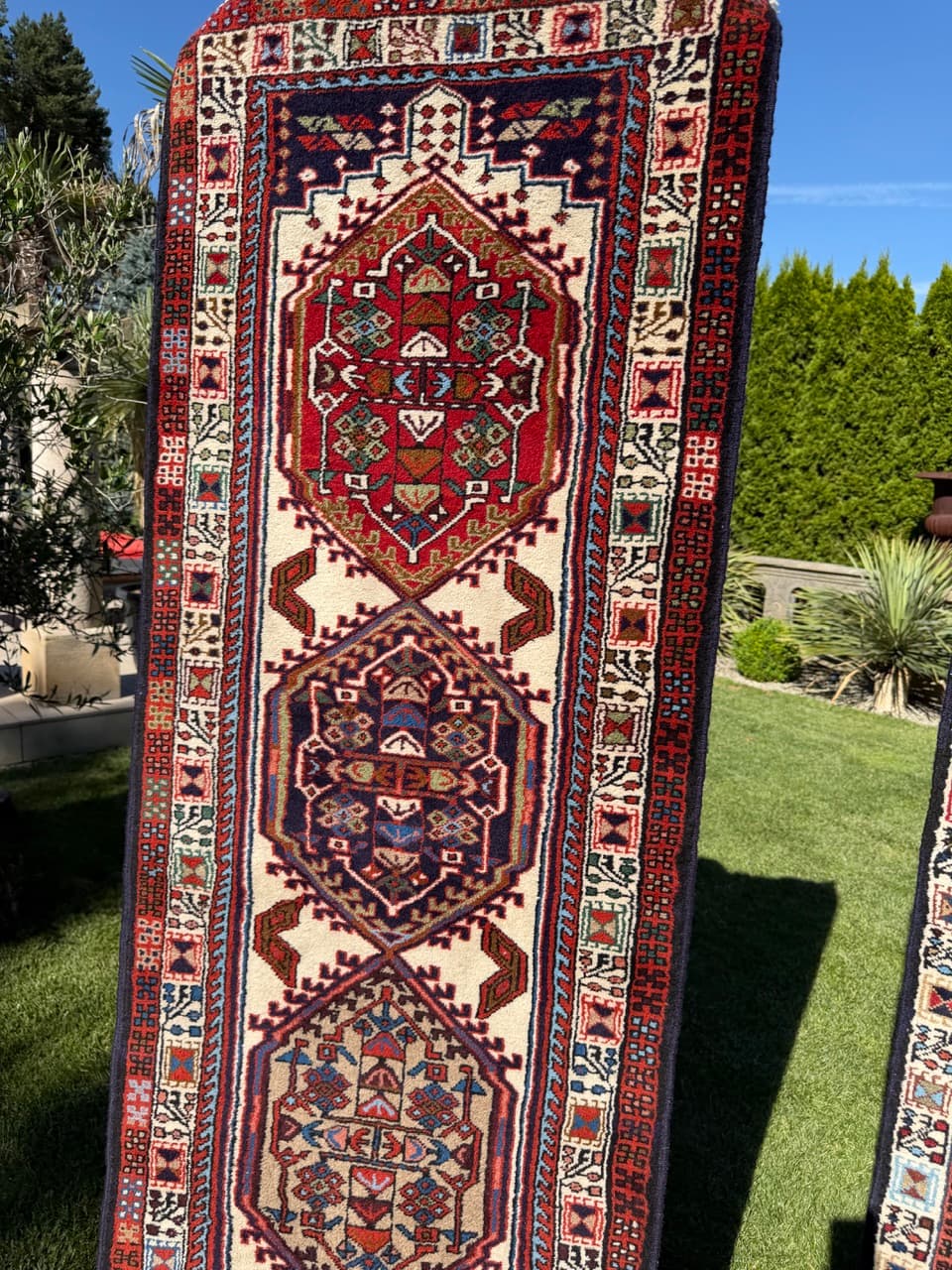 Pair of runners Hamadan 300x73 and 295x73 cm, multicolor, wool, Iran - 400138