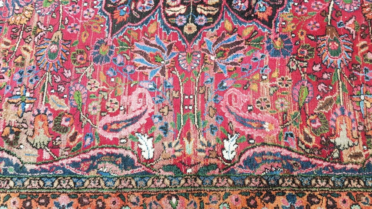Carpet Meshed, 430x320 cm, red blue white gold green, wool, Iran, early 20th century - 400176