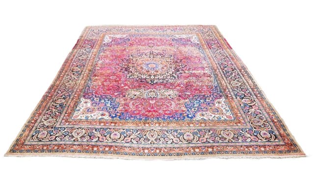 Carpet Meshed, 430x320 cm, red blue white gold green, wool, Iran, early 20th century - DIMENSION
