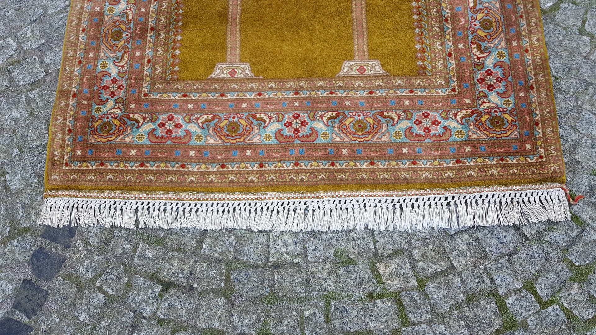 Anatolian rug 205x104 cm, yellow, green, red, white, blue, orange, beige, pink, wool, Turkey, 1990s - 400195