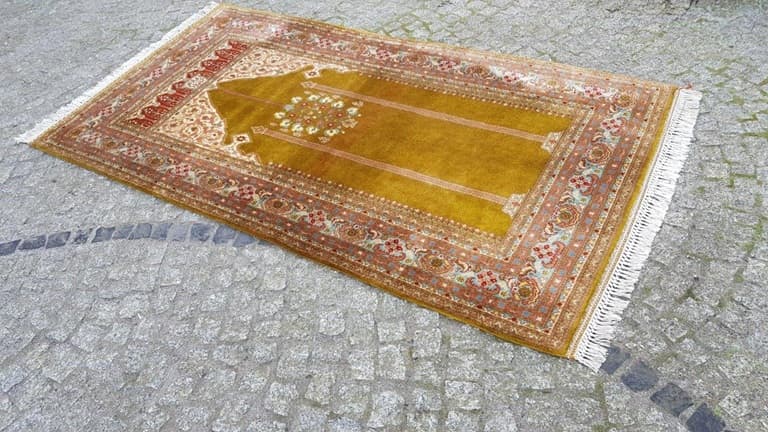 Anatolian rug 205x104 cm, yellow, green, red, white, blue, orange, beige, pink, wool, Turkey, 1990s - 400203