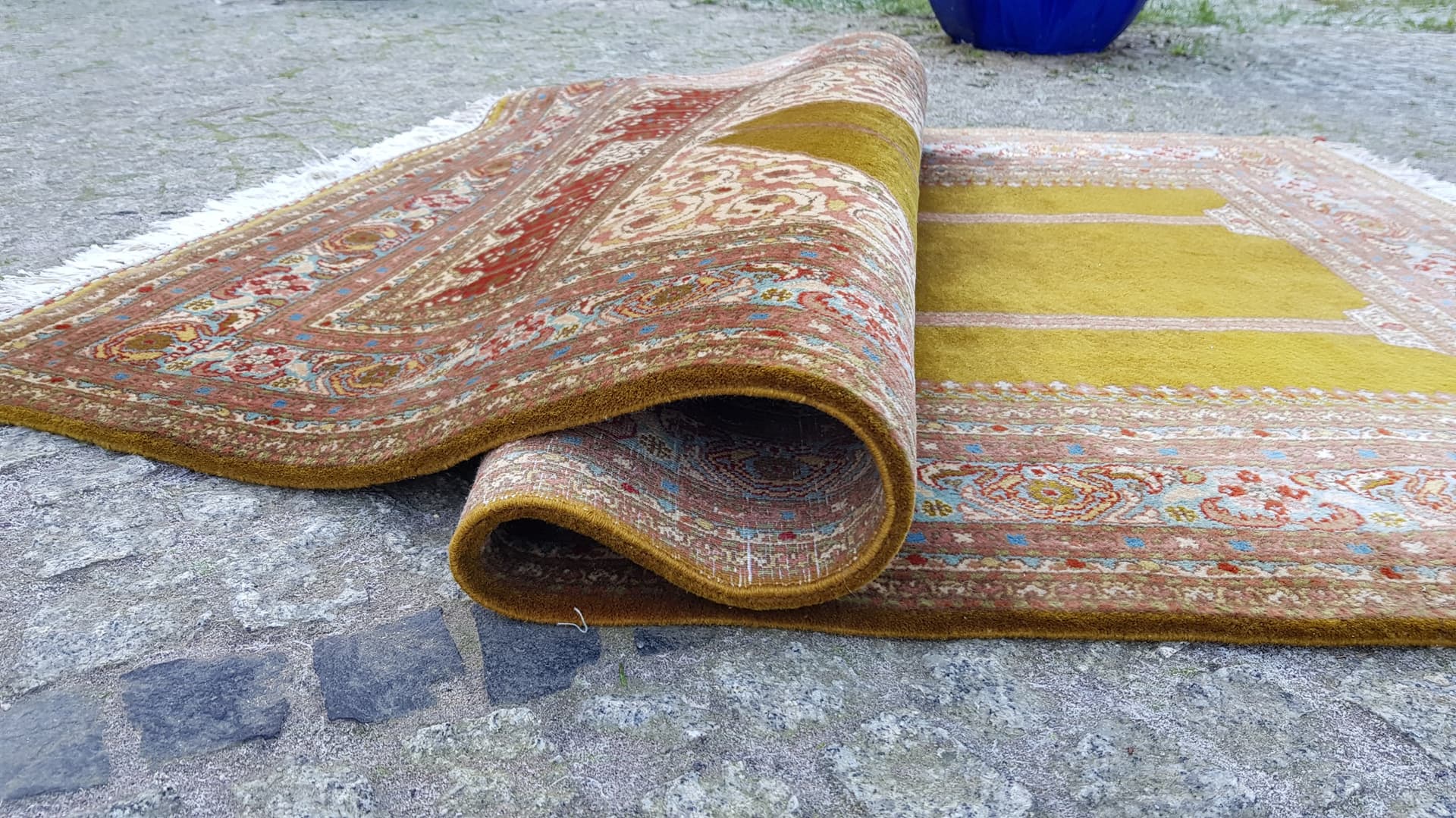 Anatolian rug 205x104 cm, yellow, green, red, white, blue, orange, beige, pink, wool, Turkey, 1990s - 400200
