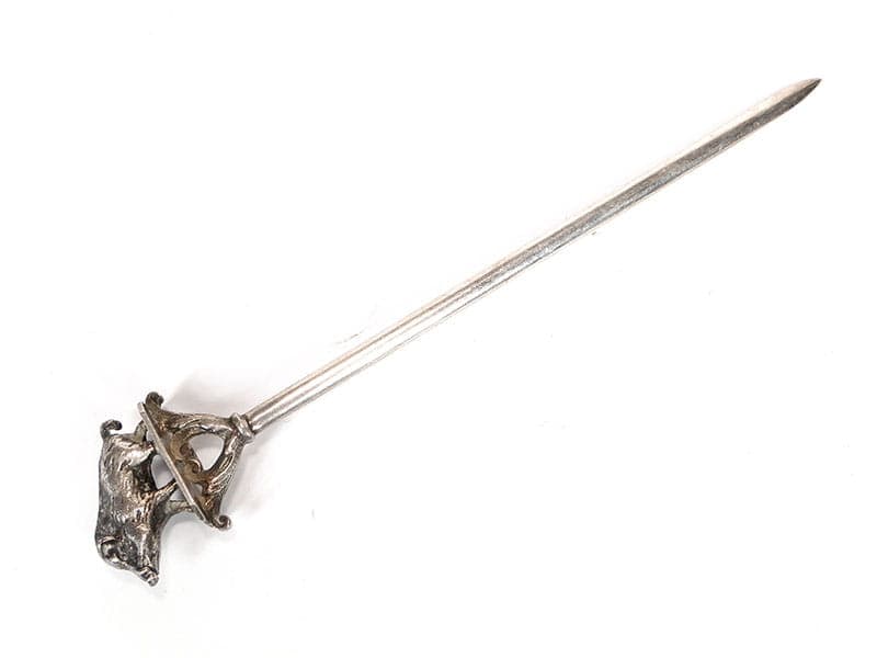 Szpikulec do pieczystego myśliwski, srebrny, inny metal srebro, początek XX w. - 400341