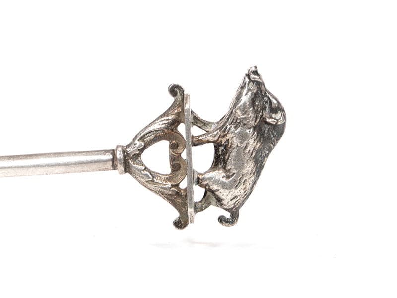 Szpikulec do pieczystego myśliwski, srebrny, inny metal srebro, początek XX w. - 400344