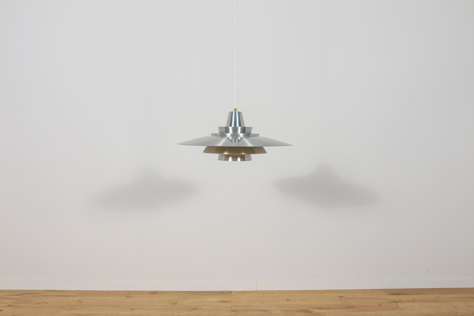 Pendant Lamp Type 240, silver, brushed steel, brass, by M. Davidsen, Superlight, Denmark, 1970s. - 400353