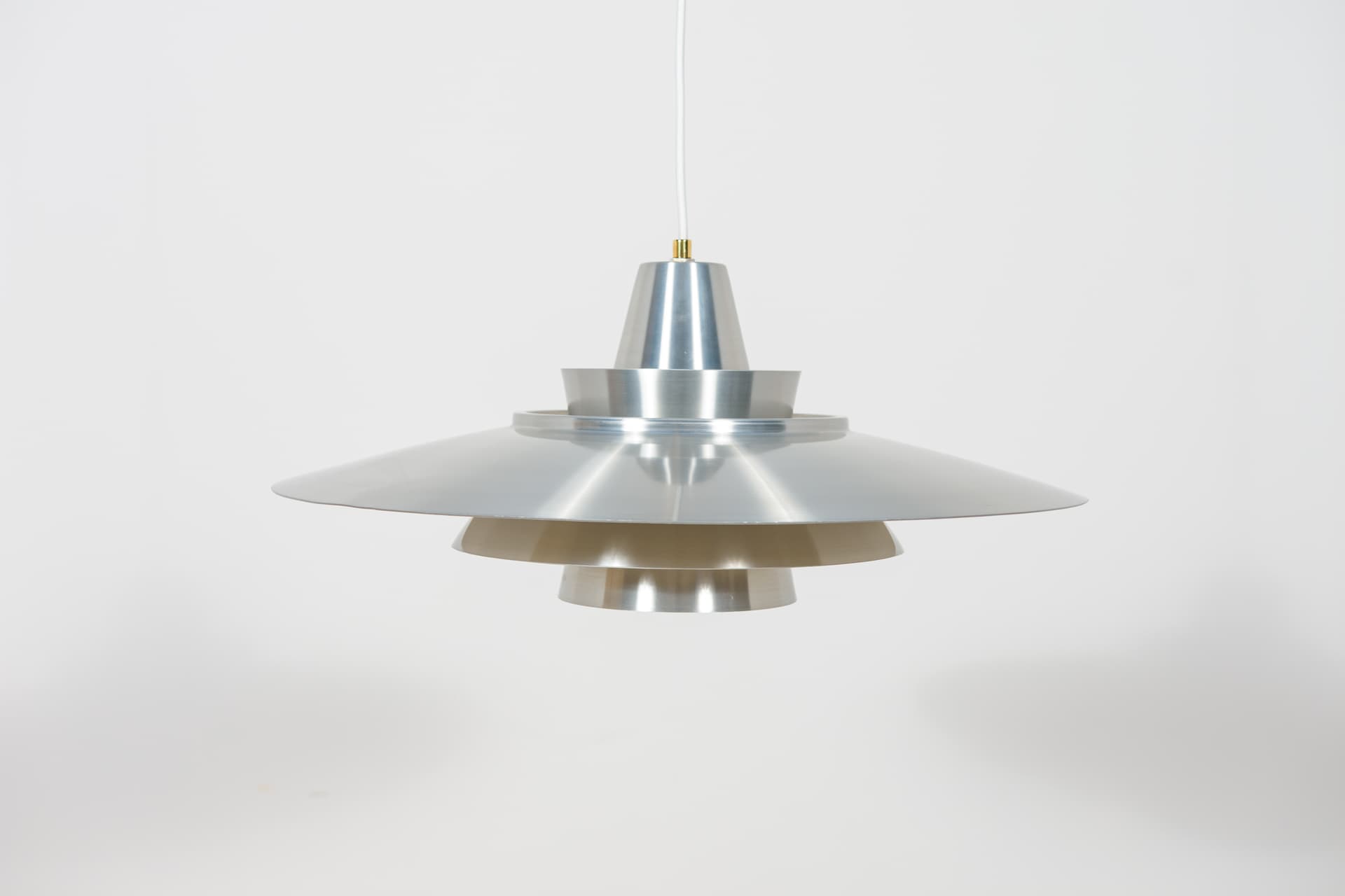 Pendant Lamp Type 240, silver, brushed steel, brass, by M. Davidsen, Superlight, Denmark, 1970s. - 400346
