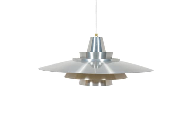 Pendant Lamp Type 240, silver, brushed steel, brass, by M. Davidsen, Superlight, Denmark, 1970s. - DIMENSION