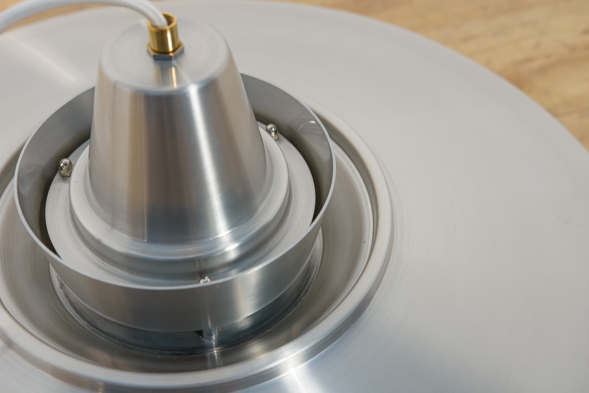 Pendant Lamp Type 240, silver, brushed steel, brass, by M. Davidsen, Superlight, Denmark, 1970s. - 400357