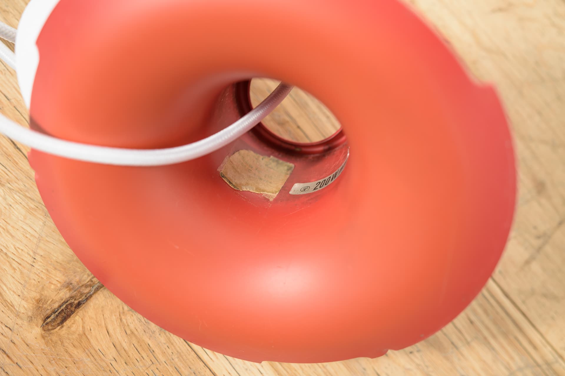 Pendant lamp PH5, red, aluminium, by P. Henningsen, Louis Poulsen, Denmark, 1960s. - 400388