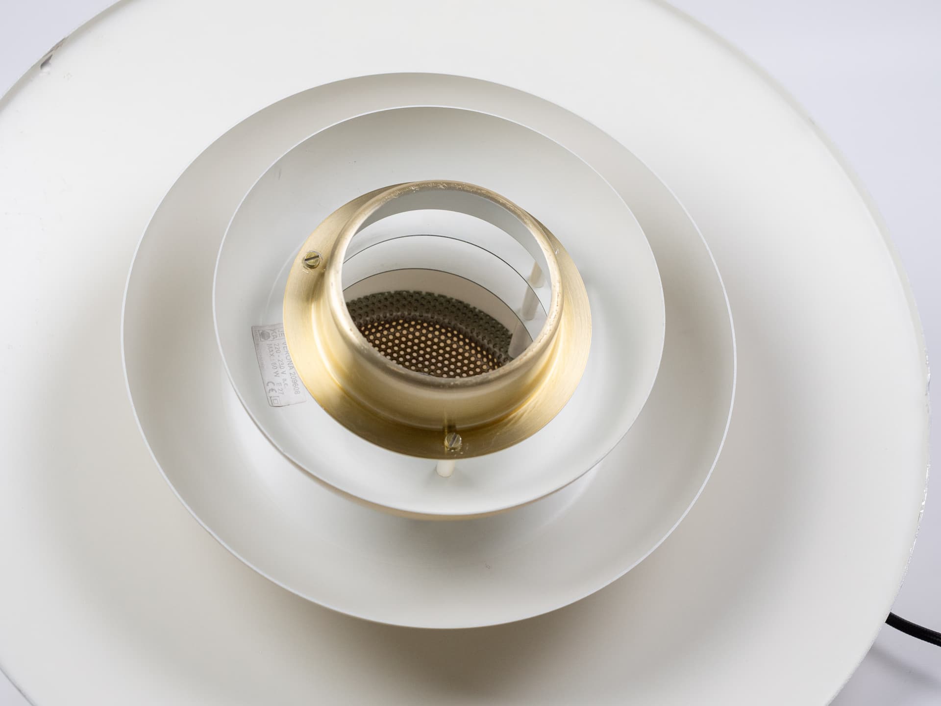 Pendant lamp Verona, gold aluminium, by K. Wiborg, Jeka, Denmark, 1980s. - 400598