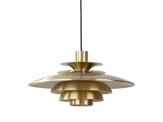 Pendant lamp Verona, gold aluminium, by K. Wiborg, Jeka, Denmark, 1980s. - DIMENSION