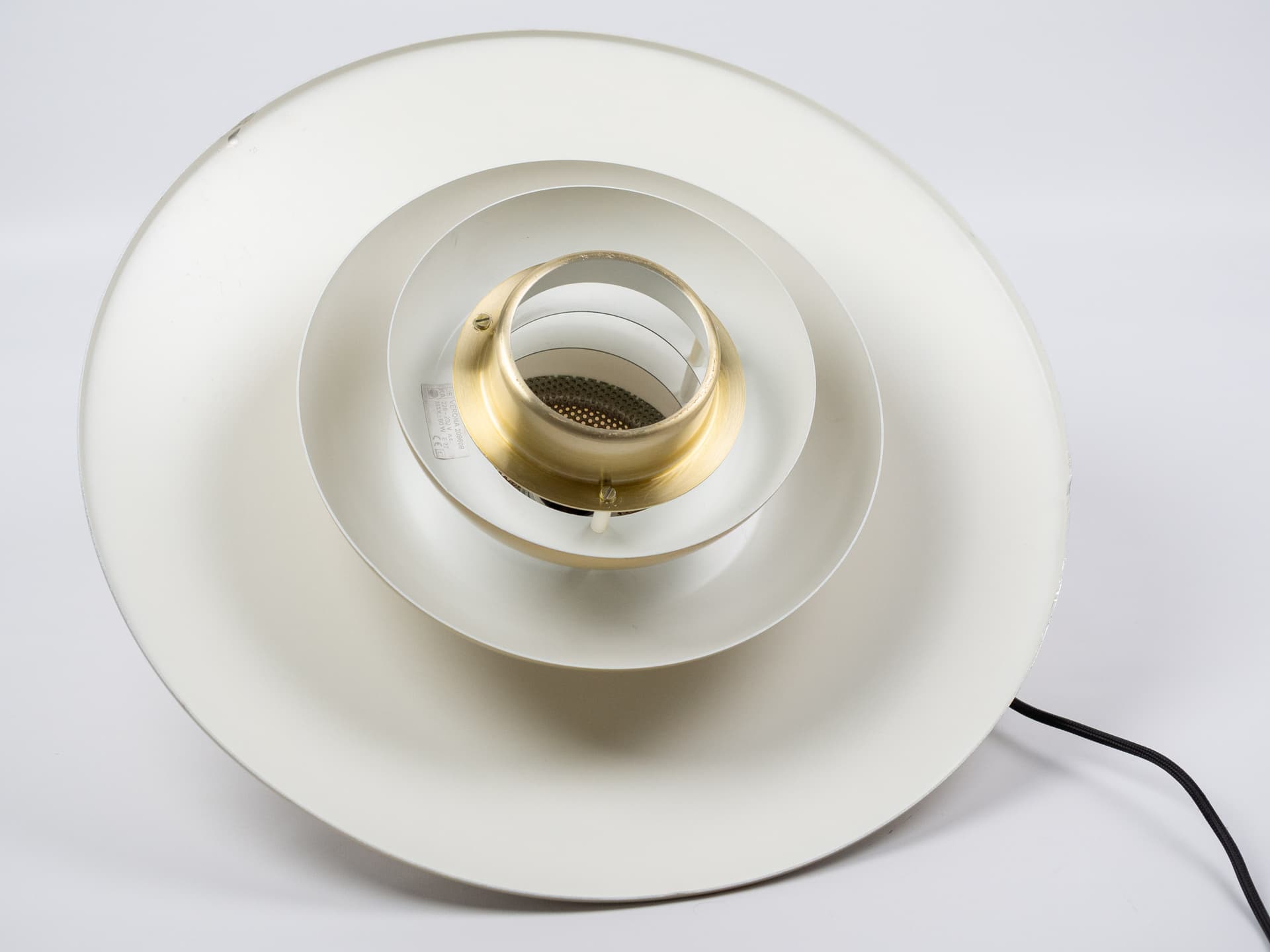 Pendant lamp Verona, gold aluminium, by K. Wiborg, Jeka, Denmark, 1980s. - 400597