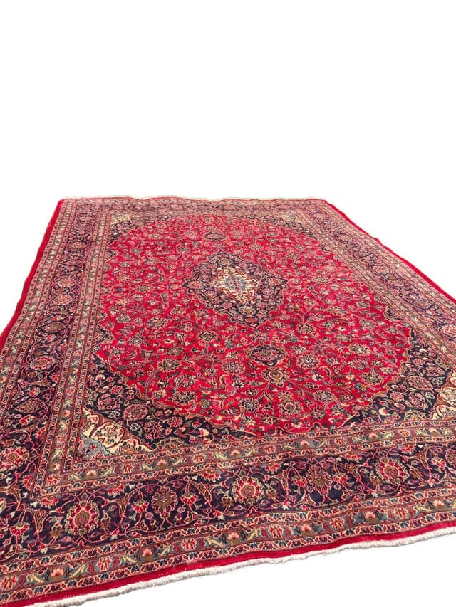 Dywan Keshan 385x290 cm, czerwony, wełna kaszmirowa, Iran - WYMIARY