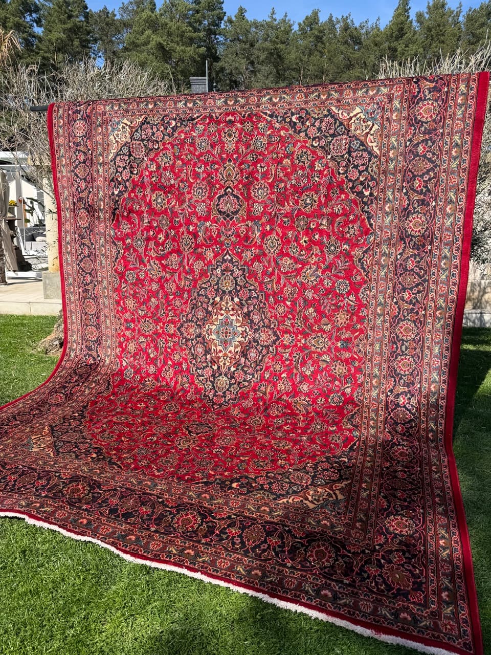 Dywan Keshan 385x290 cm, czerwony, wełna kaszmirowa, Iran - 400627