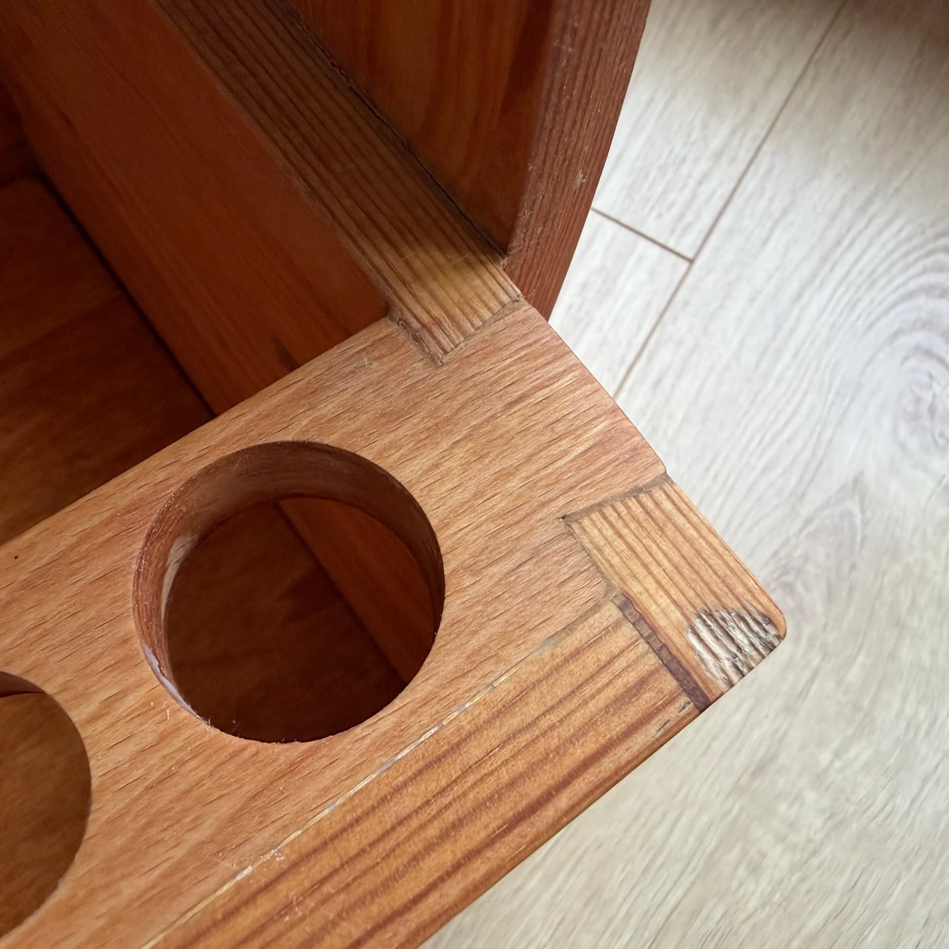 Organizer, brown, oak, pine, Denmark, 1970s. - 400642