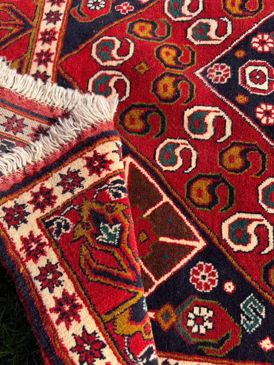 Dywan Ziegler Kazak, 200x130 cm, czerwony niebieski biały zielony złoty czarny, wełna, Pakistan - 400671