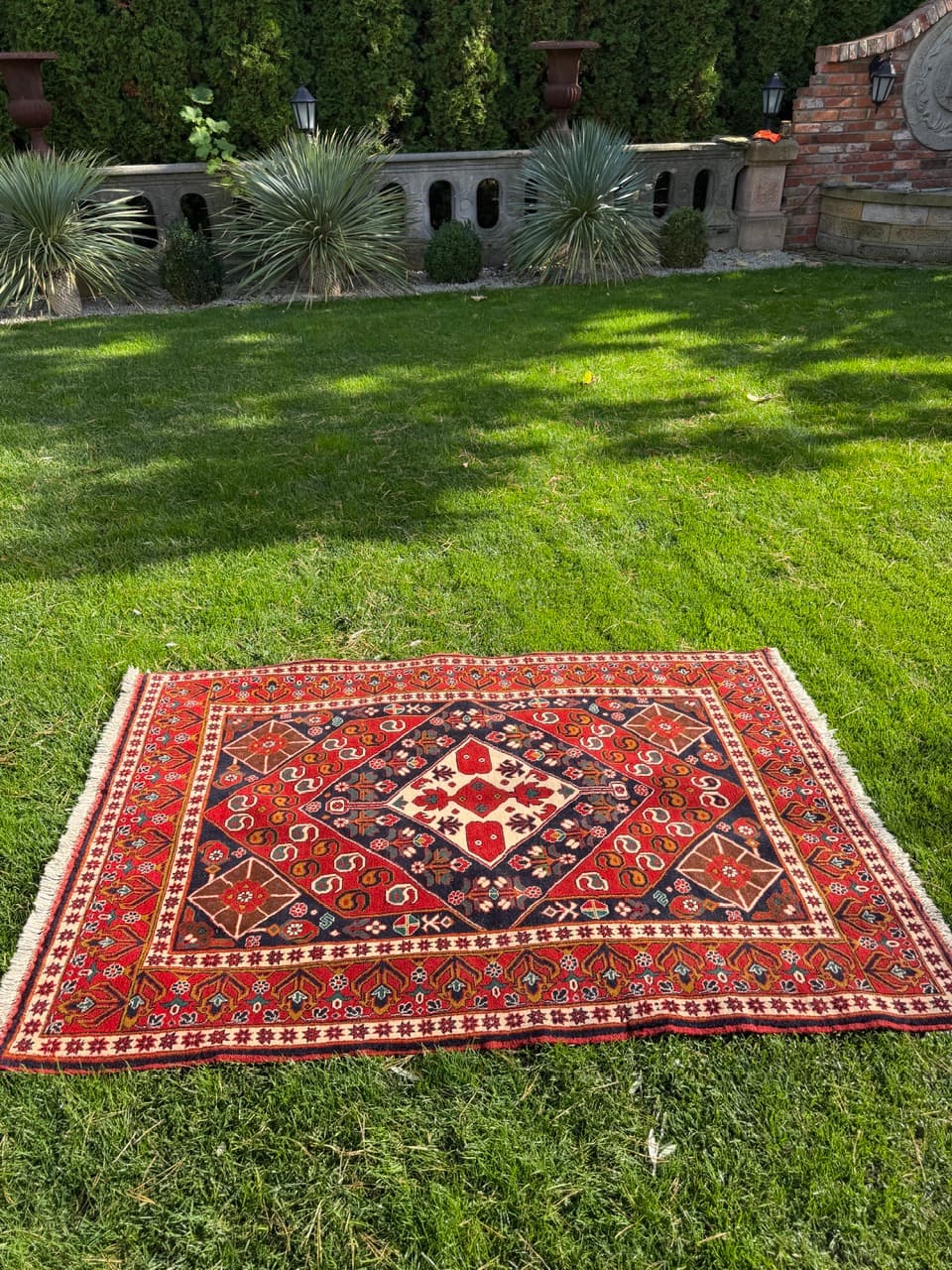 Dywan Ziegler Kazak, 200x130 cm, czerwony niebieski biały zielony złoty czarny, wełna, Pakistan - 400672