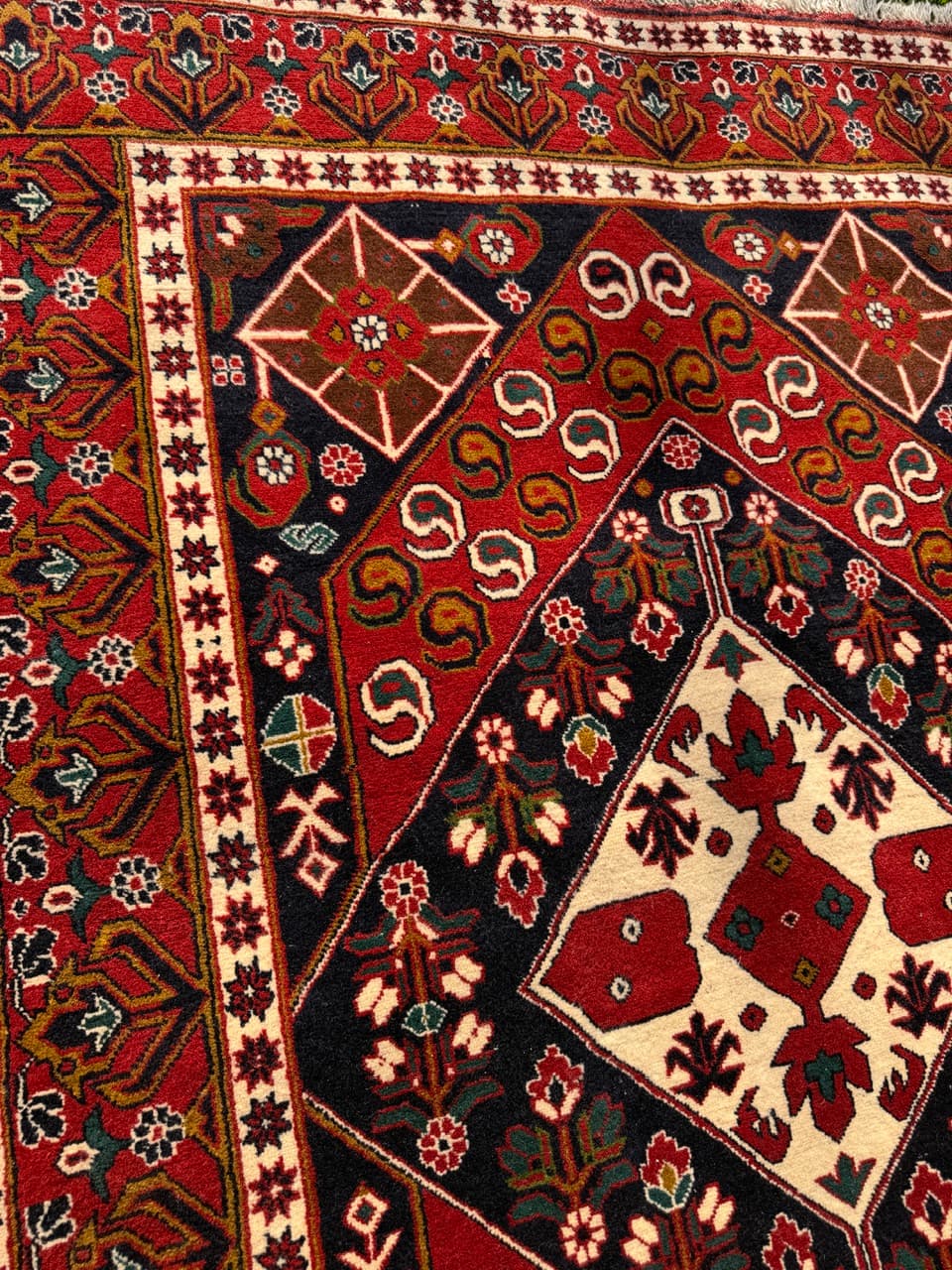 Dywan Ziegler Kazak, 200x130 cm, czerwony niebieski biały zielony złoty czarny, wełna, Pakistan - 400679