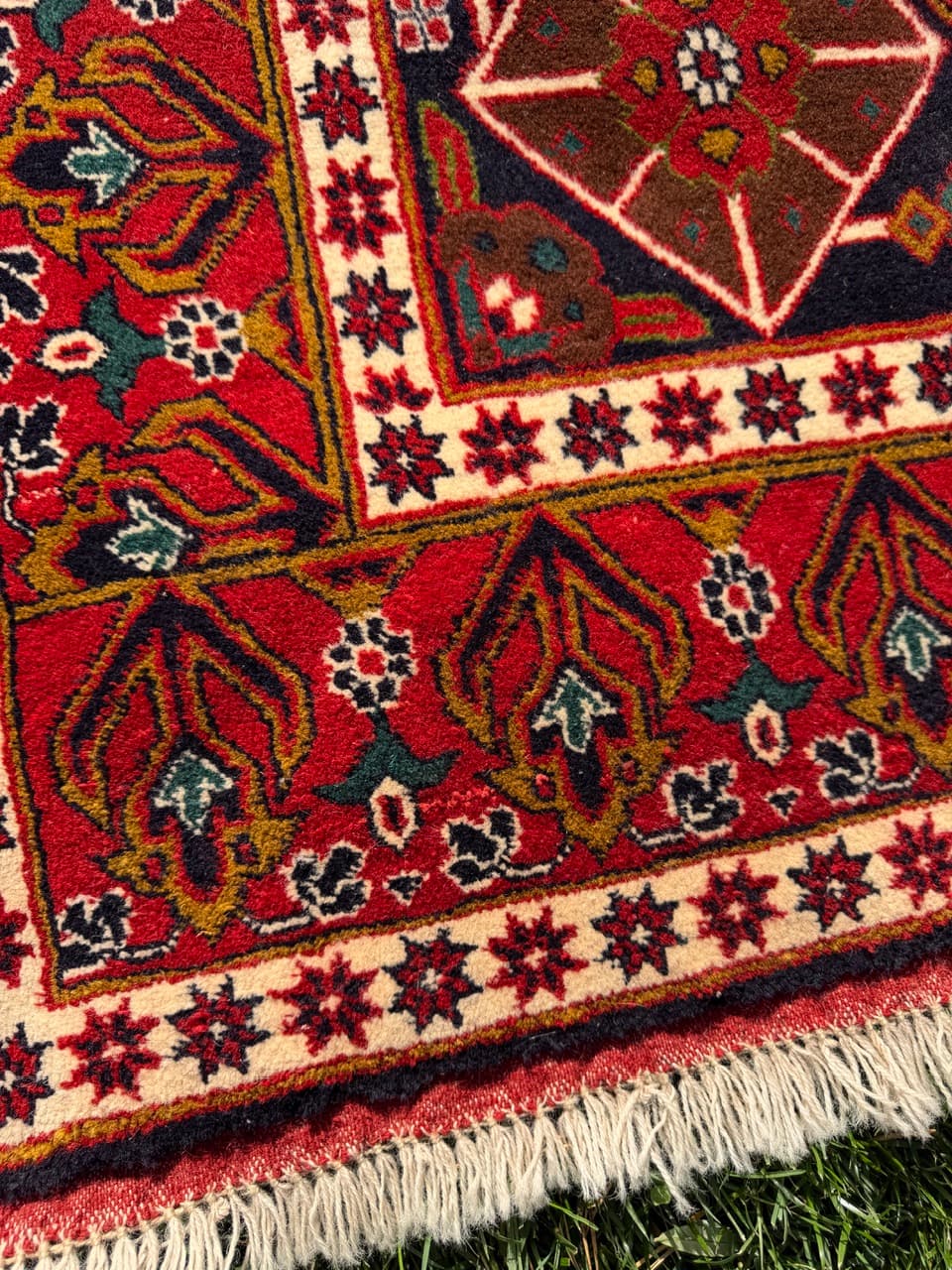 Dywan Ziegler Kazak, 200x130 cm, czerwony niebieski biały zielony złoty czarny, wełna, Pakistan - 400676