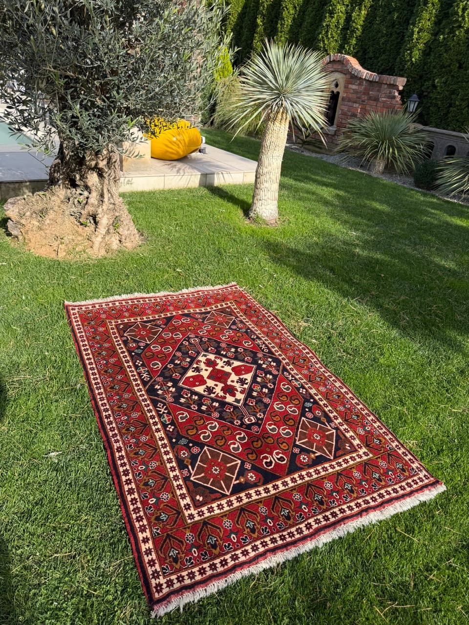 Dywan Ziegler Kazak, 200x130 cm, czerwony niebieski biały zielony złoty czarny, wełna, Pakistan - 400673