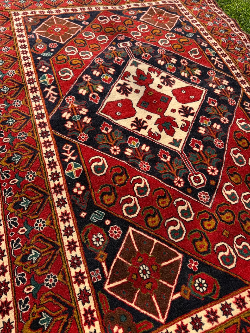 Dywan Ziegler Kazak, 200x130 cm, czerwony niebieski biały zielony złoty czarny, wełna, Pakistan - 400678