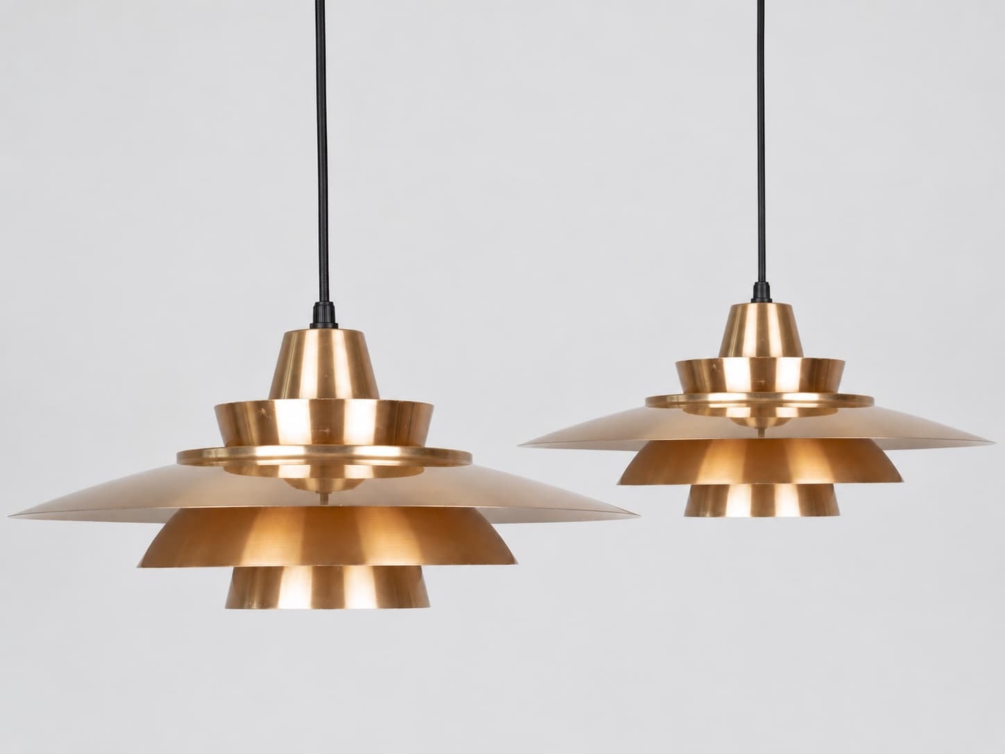 Para lamp wiszących Superlight, aluminium złoty, proj. D. Mogensen, Dania, lata 80. - 400692
