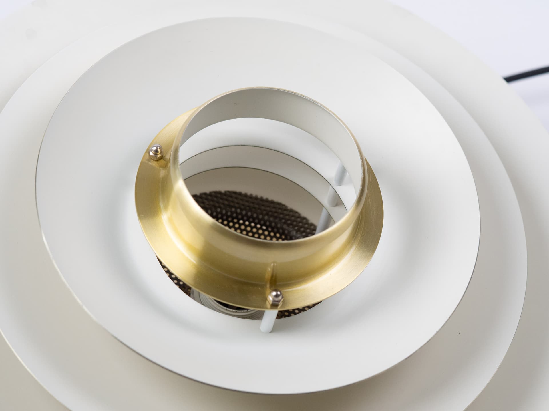 Pendant lamp Verona, gold aluminium, by K. Wiborg, Jeka, Denmark, 1980s. - 400724