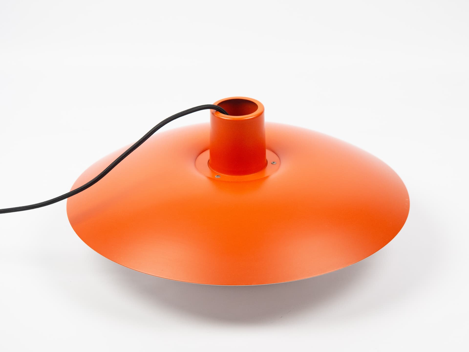 Pendant lamp PH 4/3, red orange, aluminium, by P. Henningsen, Louis Poulsen, Denmark, 1970s. - 400744