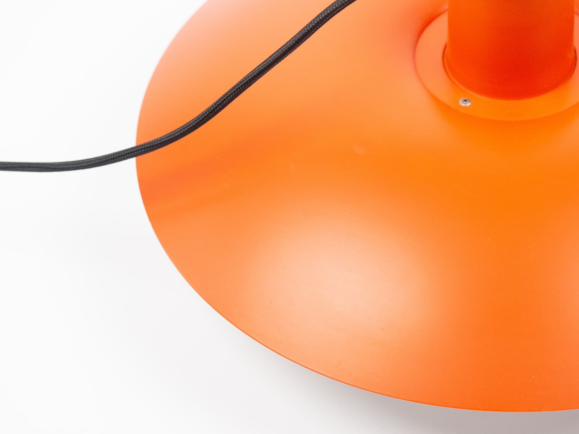 Pendant lamp PH 4/3, red orange, aluminium, by P. Henningsen, Louis Poulsen, Denmark, 1970s. - 400748