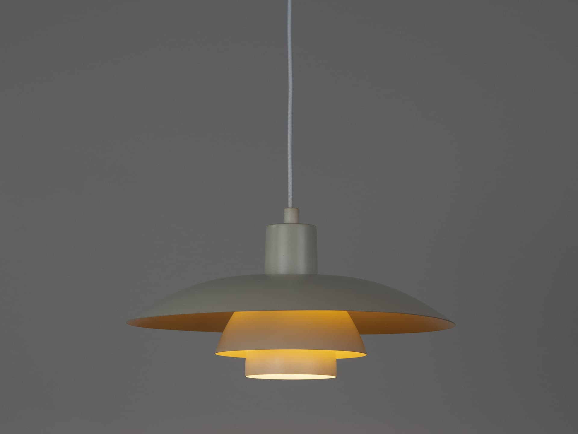 Pendant Lamp PH 4/3, white aluminium, by P. Henningsen, Denmark, 1980s. - 400765