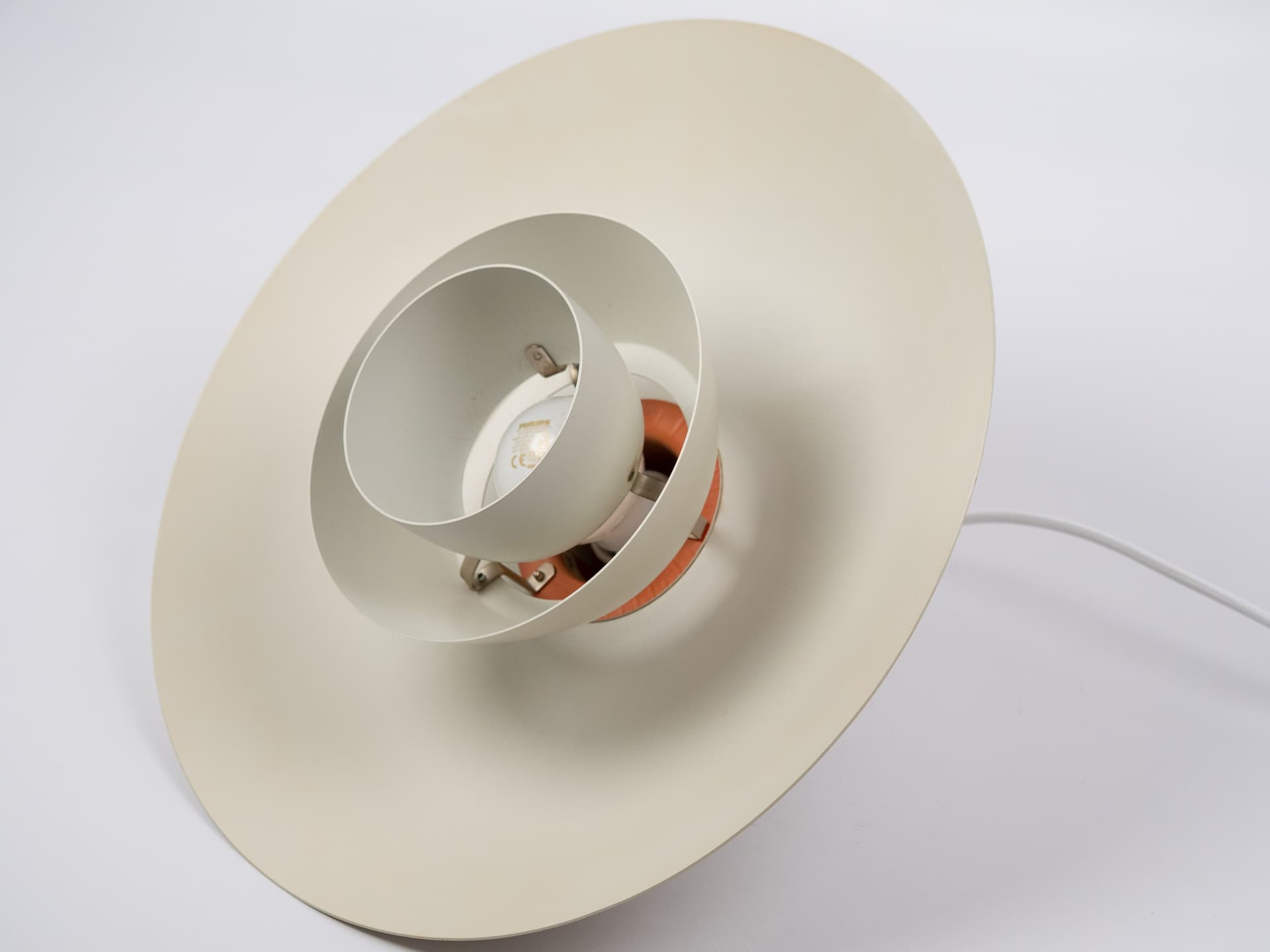 Pendant Lamp PH 4/3, white aluminium, by P. Henningsen, Denmark, 1980s. - 400772