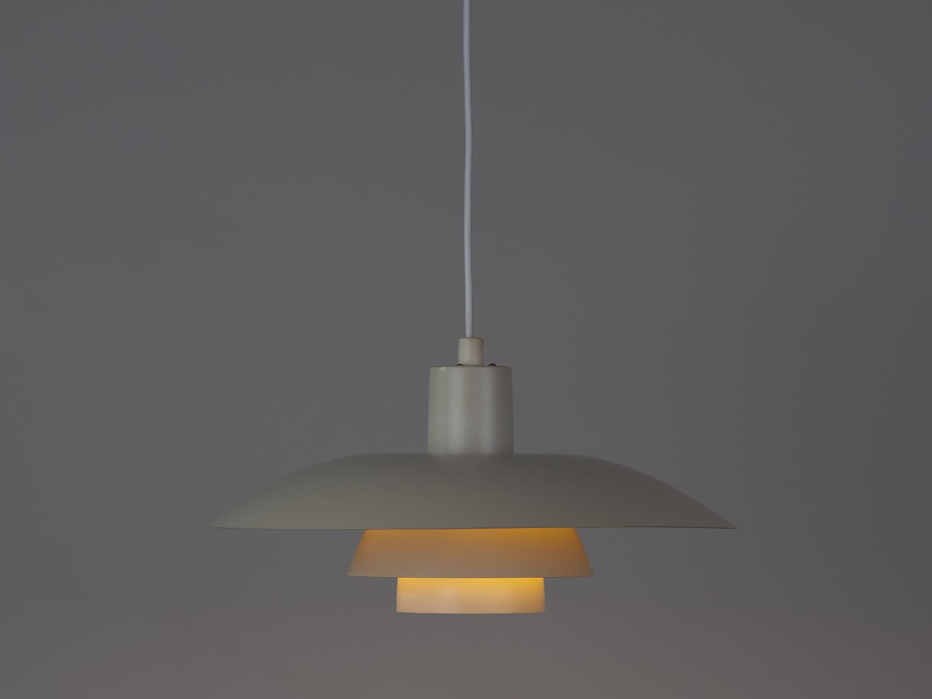 Pendant Lamp PH 4/3, white aluminium, by P. Henningsen, Denmark, 1980s. - 400764