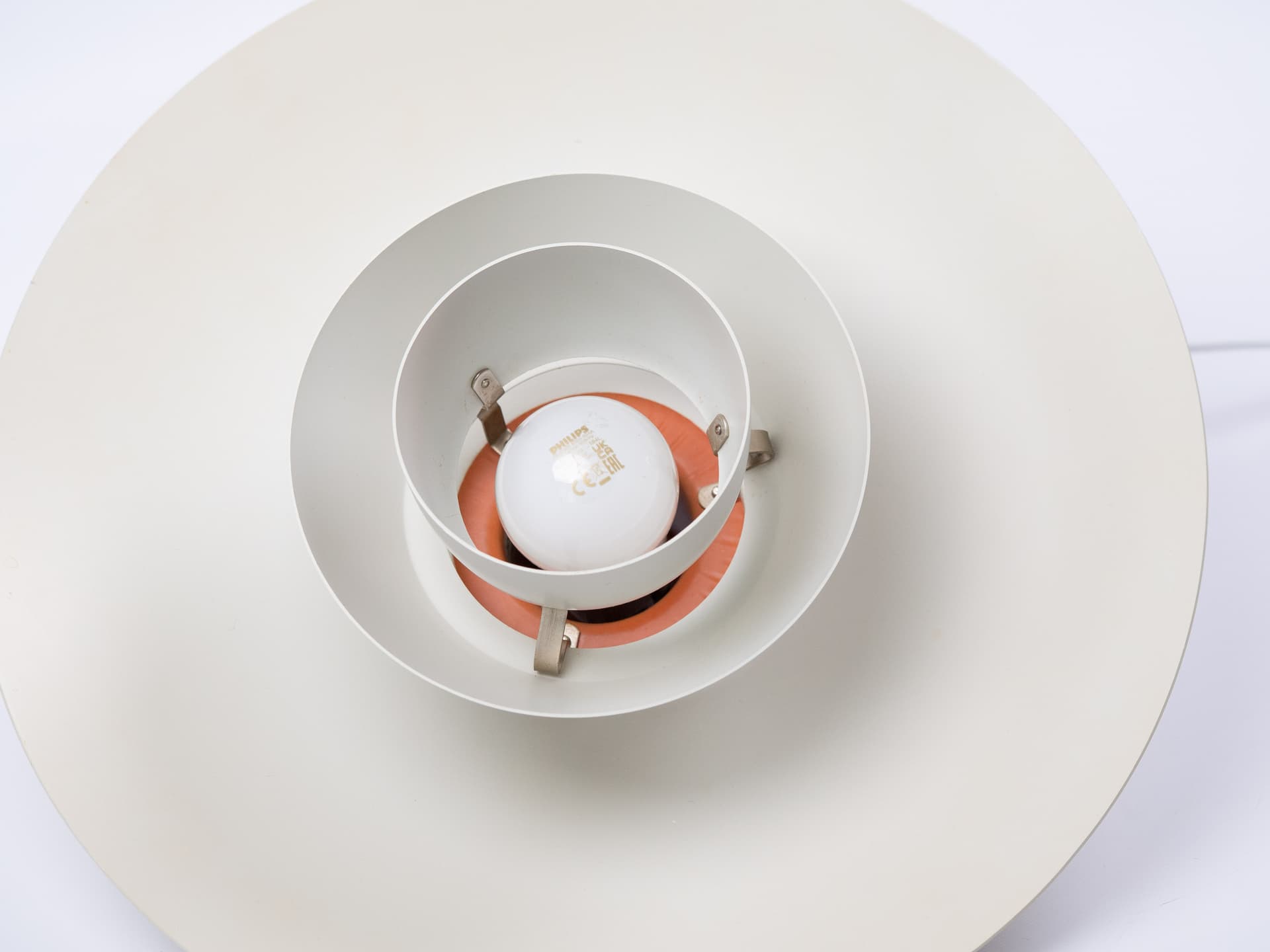 Pendant Lamp PH 4/3, white aluminium, by P. Henningsen, Denmark, 1980s. - 400770