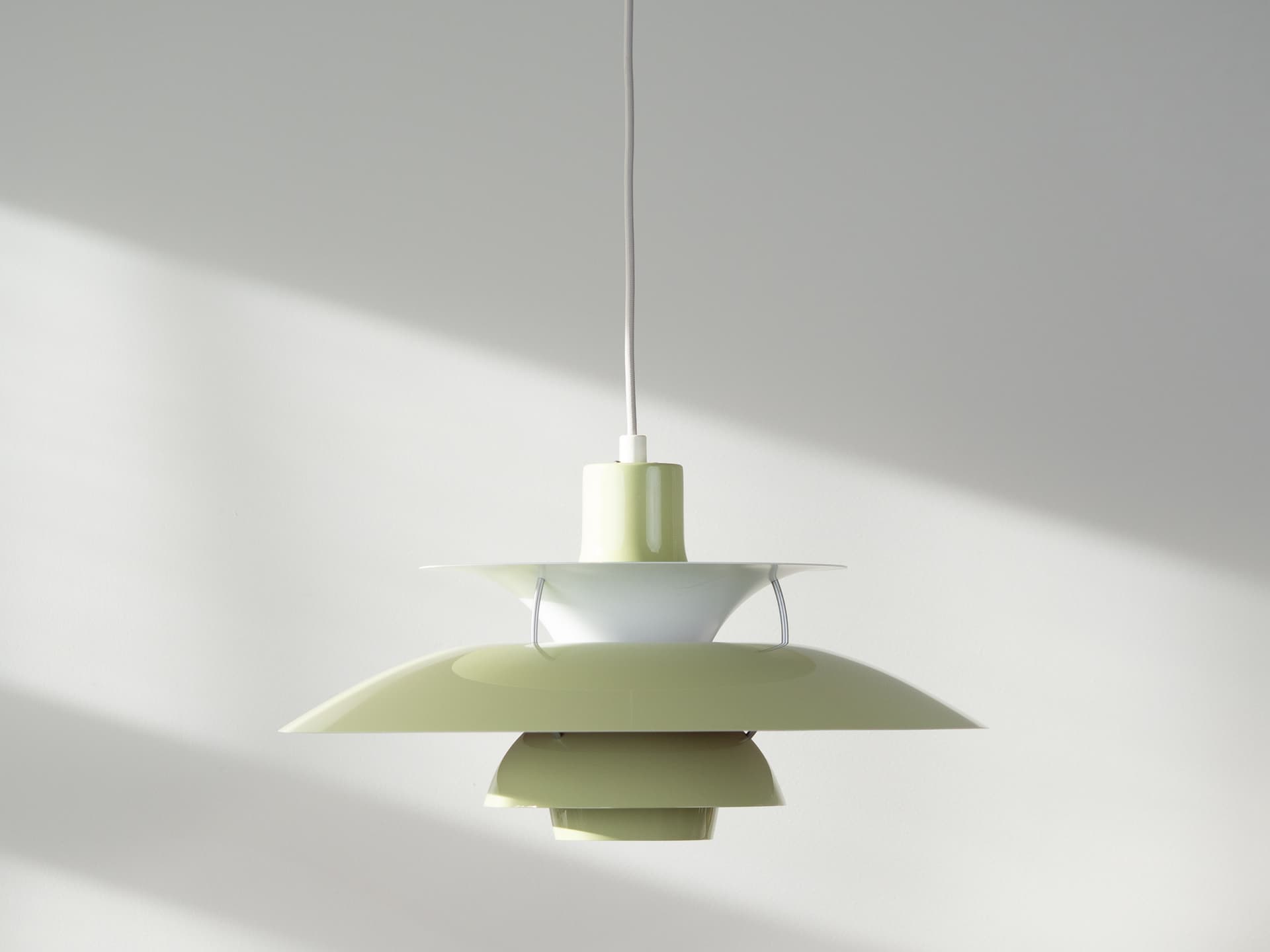Pendant lamp PH 5, green aluminium, by P. Henningsen, Louis Poulsen, Denmark, 1980s. - 400789