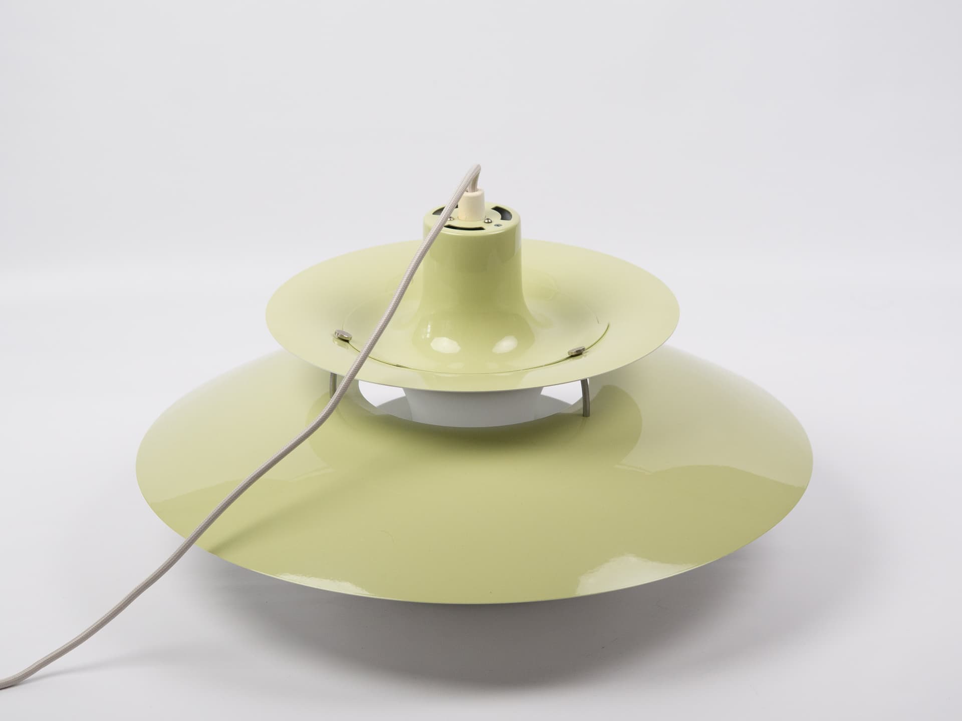 Pendant lamp PH 5, green aluminium, by P. Henningsen, Louis Poulsen, Denmark, 1980s. - 400791