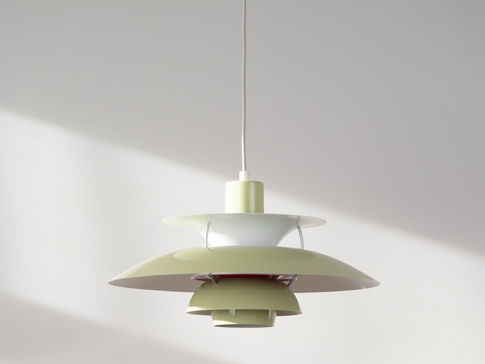 Pendant lamp PH 5, green aluminium, by P. Henningsen, Louis Poulsen, Denmark, 1980s. - 400788