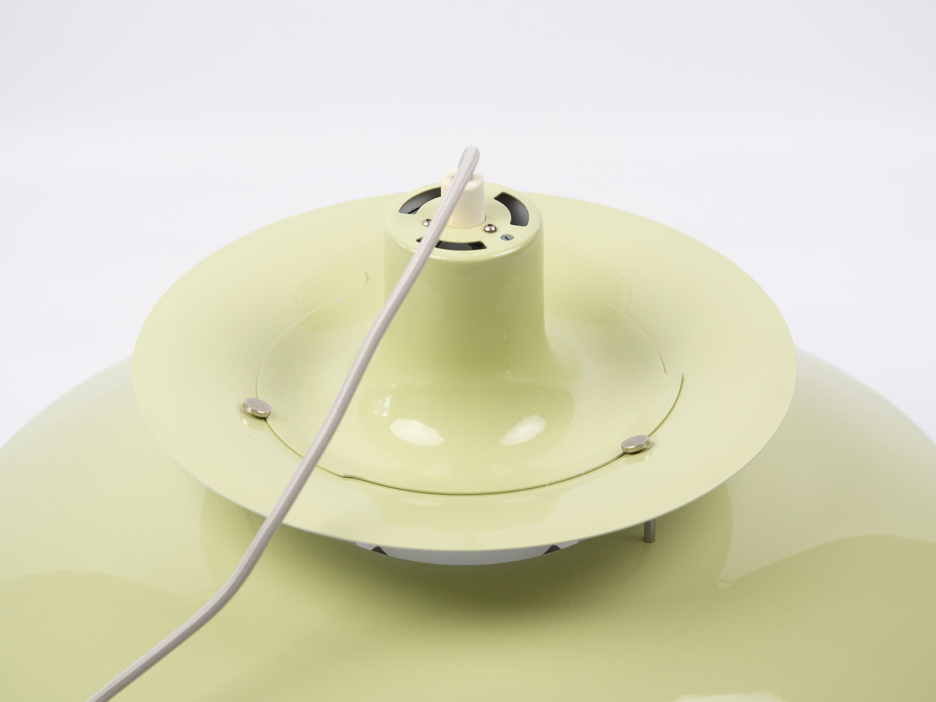 Pendant lamp PH 5, green aluminium, by P. Henningsen, Louis Poulsen, Denmark, 1980s. - 400792