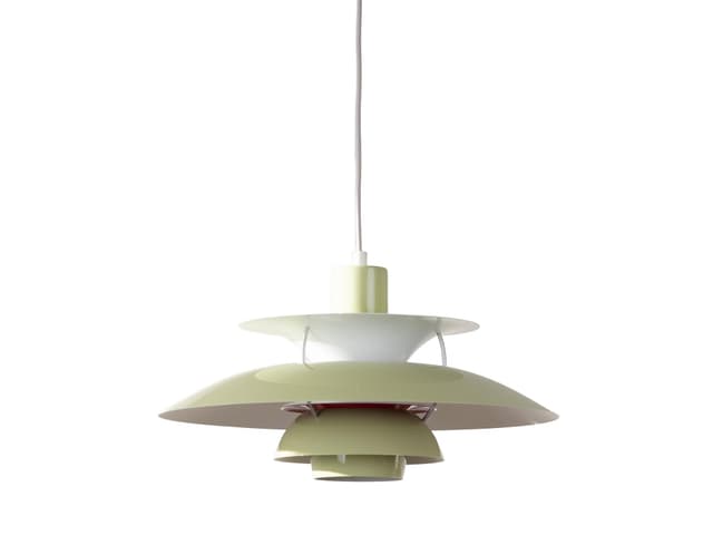 Pendant lamp PH 5, green aluminium, by P. Henningsen, Louis Poulsen, Denmark, 1980s. - DIMENSION