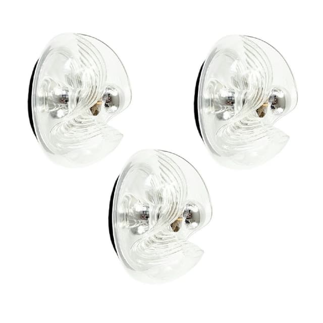 Set of three wall sconces Wave/Futura, transparent glass, silver aluminium, Peill & Putzler, Germany, 1970s. - DIMENSION