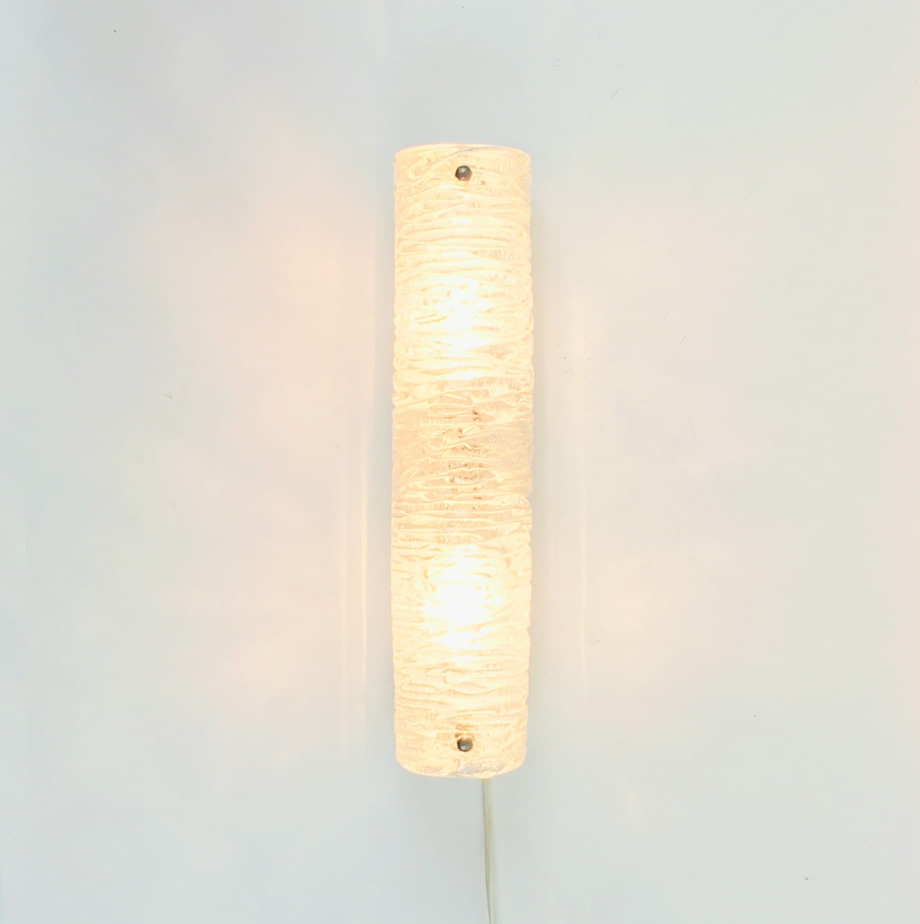 Wall sconce, transparent Murano glass, chromed steel, Hillebrand, Germany, 1970s. - 400822